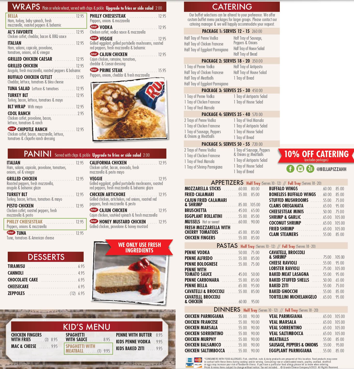 Italian Catering Menu Hasbrouck Heights