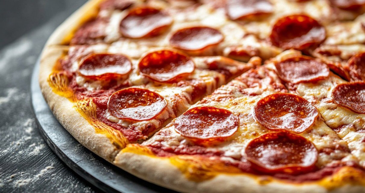 Classic Pepperoni Pizza Close-Up with Melty Cheese